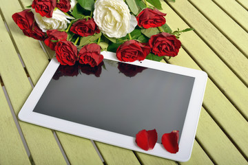 roses and tablet