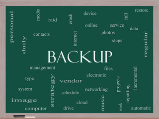 Backup Word Cloud Concept on a Blackboard