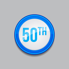 50th Circular Vector Blue Web Icon Button