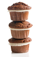 pile of chocolate muffins
