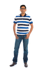 casual india male in white background full body