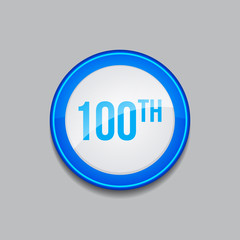 100th Circular Vector Blue Web Icon Button