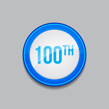 100th Circular Vector Blue Web Icon Button