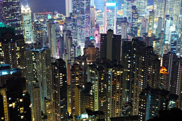 Obraz premium Hong Kong downtown at night