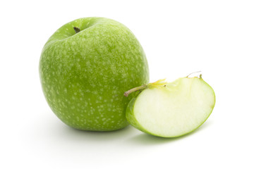 One green apple and one slice