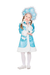 Girl in snow maiden costume