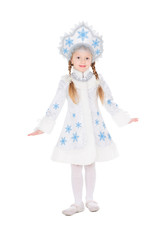 Girl posing in snowflake costume