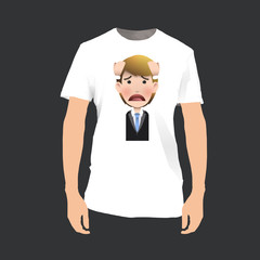 Surprised businessman printed on shirt. Vector design.