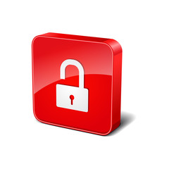 Unlock 3d Rounded Corner Red Vector Icon Button