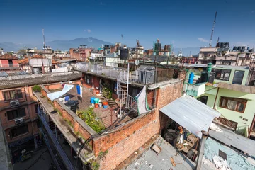 Türaufkleber Blick auf die Stadt Katmandu vom Hügel © Maygutyak