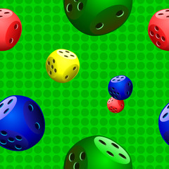 dice,seampless,pattern on green background