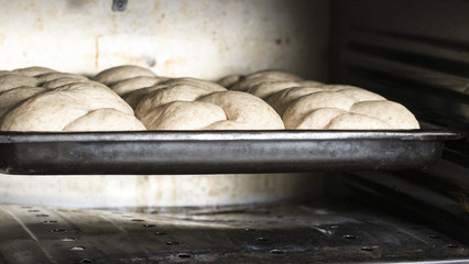 Baker preparing bread