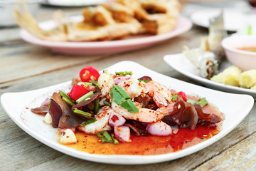 Spicy Thai salad and shrimp