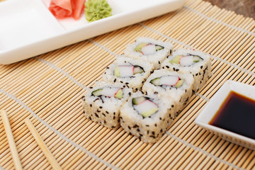 A set of traditional asian sushi