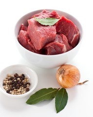 Beef, onion, pepper and laurel