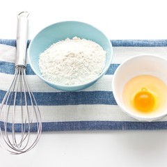 Egg, flour and whisk