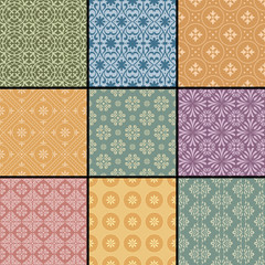Vector set of  retro seamless patterns in color