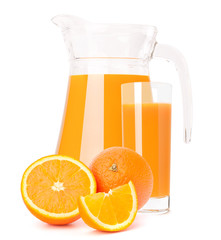 Orange fruit juice in glass jug