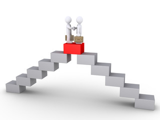 Businessmen shake hands on the top