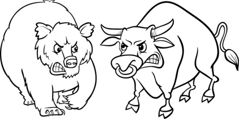 bear and bull market cartoon