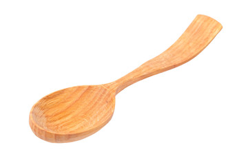 Wooden spoon on white background