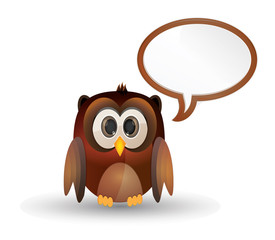 Fototapeta premium Owl bird with bubble speech