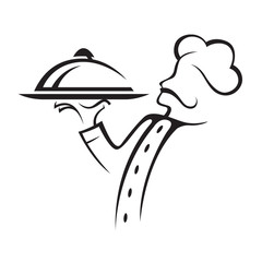 chef with tray of food in hand