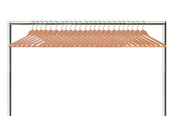 Empty wooden clothes hangers