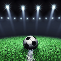 Fototapeta premium Soccer arena and ball with floodlights,Football pitch
