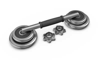 Metal dumbbell isolated on white background