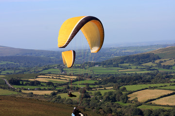 paraglider over Dartmoor