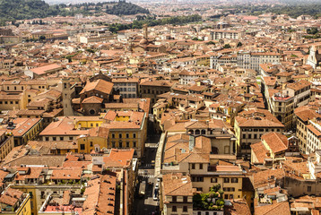 Fototapeta na wymiar Top view from Campanile Giotto on the historical center of Flore