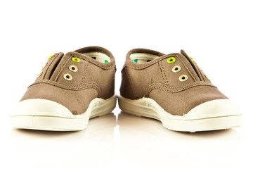  Modern sport shoes on white background