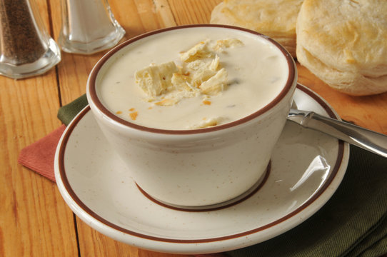 Cup of clam chowder