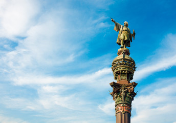 Monument of Christopher Columbus pointing towards America, Spain - obrazy, fototapety, plakaty