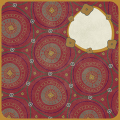 Place for text card frame with circles on claret, vector