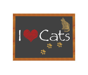 Blackboard symbolizing I love Cats