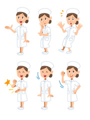 看護婦の女性6種類のポーズと仕草