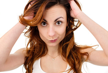 Obraz premium an image of cheerful woman on a white background