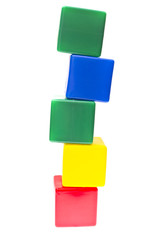 Children's Pyramid from Color Cubes Isolated on White Background