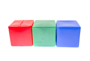 Children's Pyramid from Color Cubes Isolated on White Background