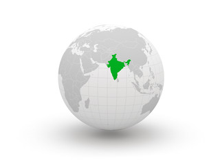 Globe. 3d. India.