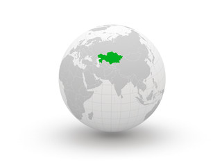 Globe. 3d. Kazakhstan.