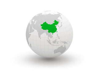 Globe. 3d. China.