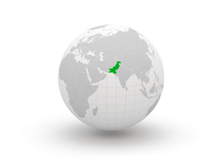 Globe. 3d. Pakistan.