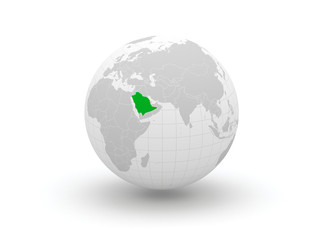 Fototapeta premium Globe. 3d. Saudi Arabia.