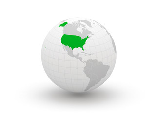 Globe. 3d. USA.