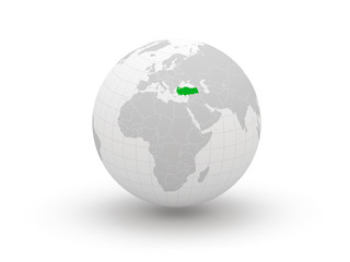 Globe. 3d. Turkey.