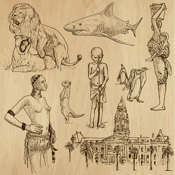 SOUTH AFRICA_2. Set of hand drawn illustrations into vectors