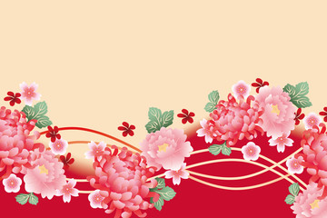 菊と牡丹の背景